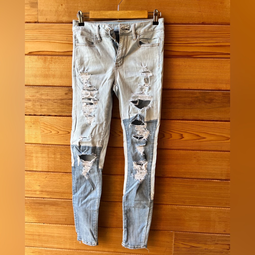 American Eagle Size 4 Two Tone Skinny Jean Super Stretch